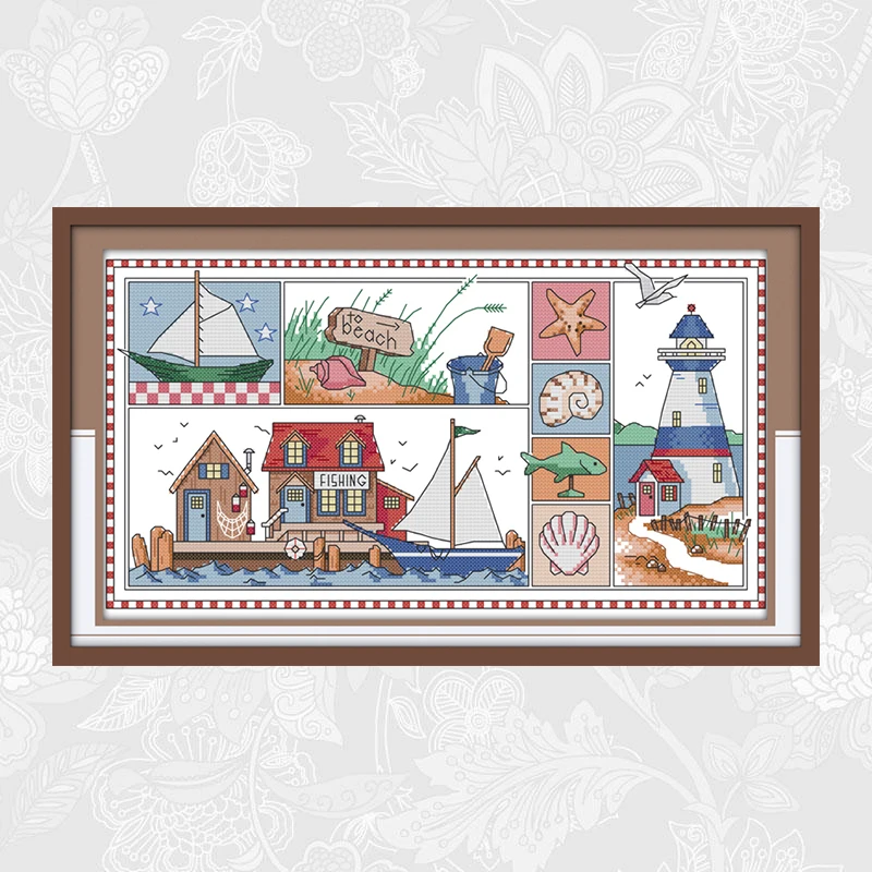 Impression Of Seaside Patterns Needlework Diy Cross Stitch Dmc Embroidery Kits Chinese Cross Stitch Printed On Canvas Buy At The Price Of 5 89 In Aliexpress Com Imall Com