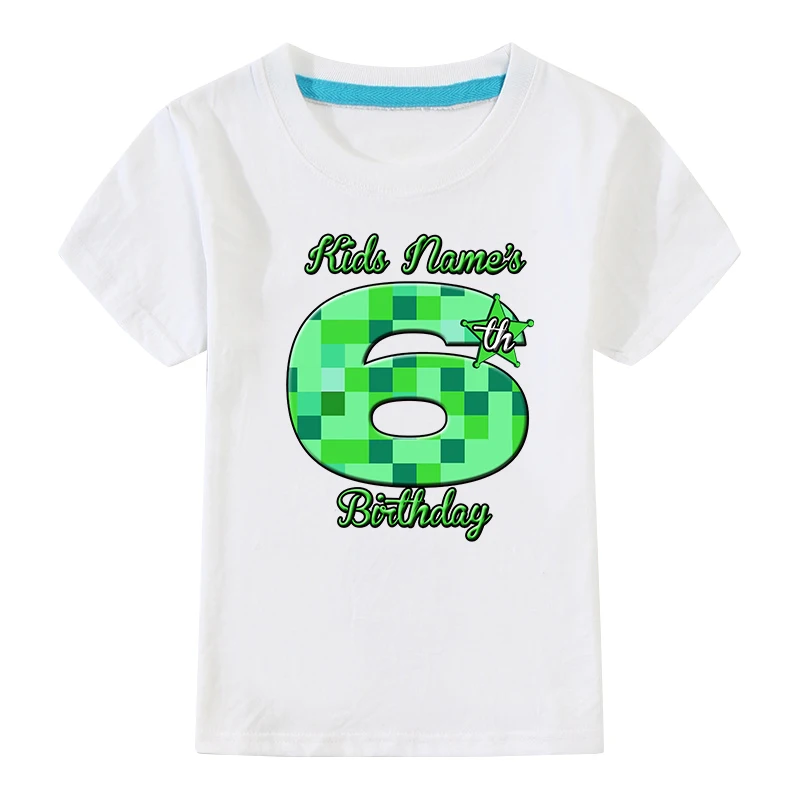 Футболки для мальчиков-подростков, Детские рубашки в зеленую клетку для девочек 12 лет, рубашка с круглым вырезом на первый день рождения для 2, 3, 4, 5, 6, 7, 8-12 лет, очень мягкий хлопок - Цвет: White-06