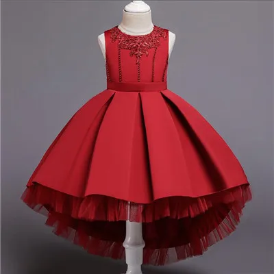 Красный Girls Party Tutu Sundress Teenages Girls Flower Pearl Princess Dresses Wholesale - Цвет: Красный