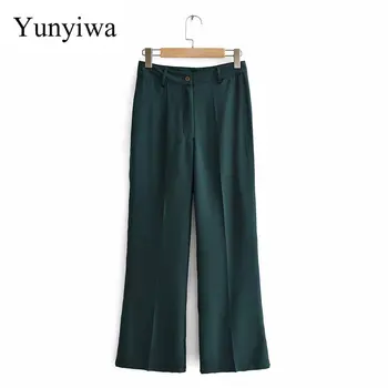 

2020 Women Fashion Solid Color Casual Slim Flare Pants Chic Zipper Long Trousers Mujer Office Lady Business Brand Pants