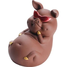 Фиолетовый; песок милый маленький свинья чайник с узорами бутик чай играть керамика творческий кунг-фу чай лоток аксессуары украшения чайная посуда