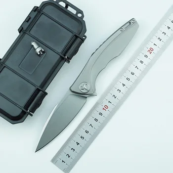 

LEMIFSHE Flipper folding knife D2 blade titanium alloy handle outdoor camping survival pocket kitchen fruit knife EDC tool