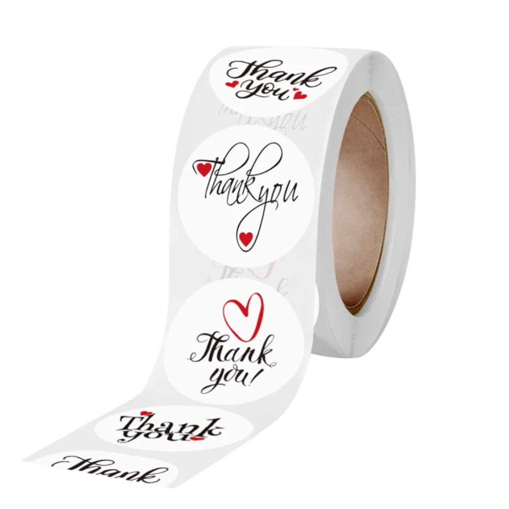 白底红心thank you贴纸3