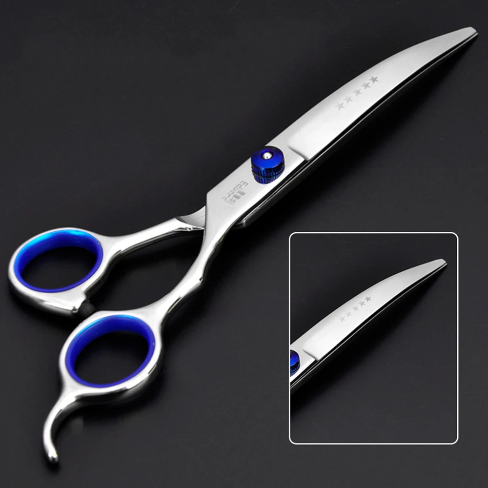 Профессиональные 6/7 дюймовые ножницы для стрижки волос, истончающий инструмент для укладки, парикмахерские ножницы из нержавеющей стали - Цвет: 7 inch down bend