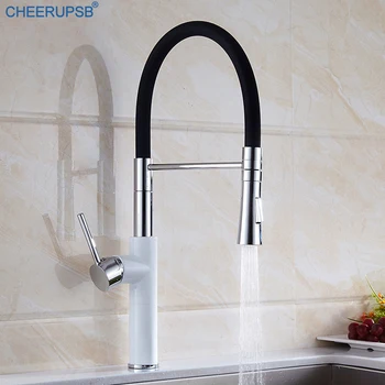 

Kitchen Sink Flexible White Faucets Modern Luxury Deck Mounted Taps Hot Cold Water Mixer Hand Hold Crane Handheld Copper Faucet