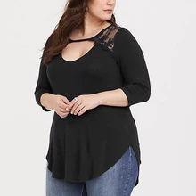 *#Best Price Women Tops And Blouses Plus Size Solid Black Lace Three Quarter Sleeve Female Shirt Hollow Out Large Size Ladies Blouses 5XL D30 *#Best Price Women Tops And Blouses Plus Size Solid Black Lace Three Quarter Sleeve Female Shirt Hollow Out Large Size Ladies Blouses 5XL D30
