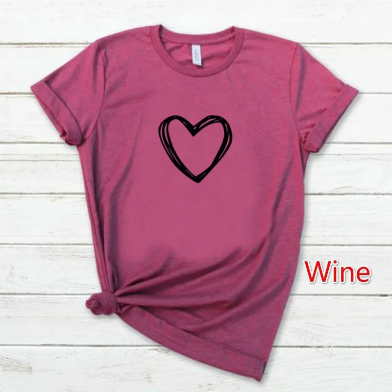 Heart Print T Shirt Women Short Sleeve O Neck Loose Tshirt 2020 Summer Women Tee Shirt Tops Camisetas Mujer