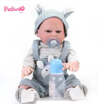 

Pickwoo 48CM Full Body Silicone Reborn Baby Doll Boy Reborn Hand Paint Red Skin Rooted Hair Waterproof Bath Toy