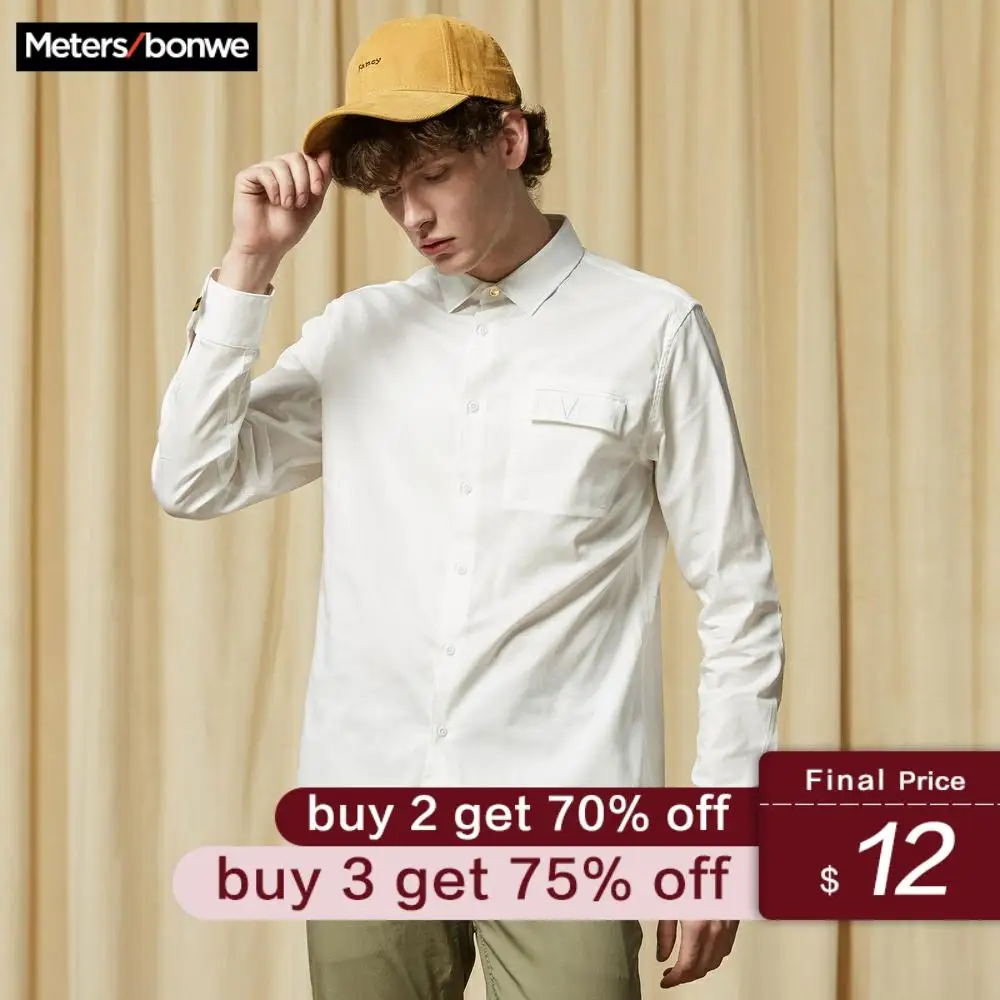 

Metersbonwe New Brand Men Smart Casual trend Shirts Spring Autumn Male youth Long Sleeve shirts regular Cotton Male Basic tops