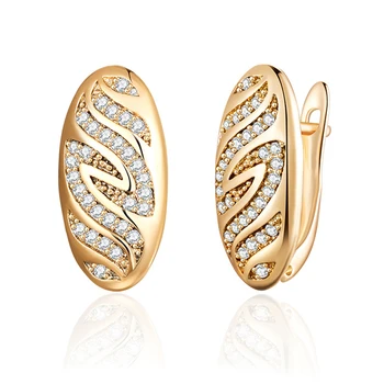 

New Fashion Cubic Zirconia Big Stud Earrings Gold Silver Color Plated CZ Earrings for Women Wedding Party Jewelry Girls Gifts