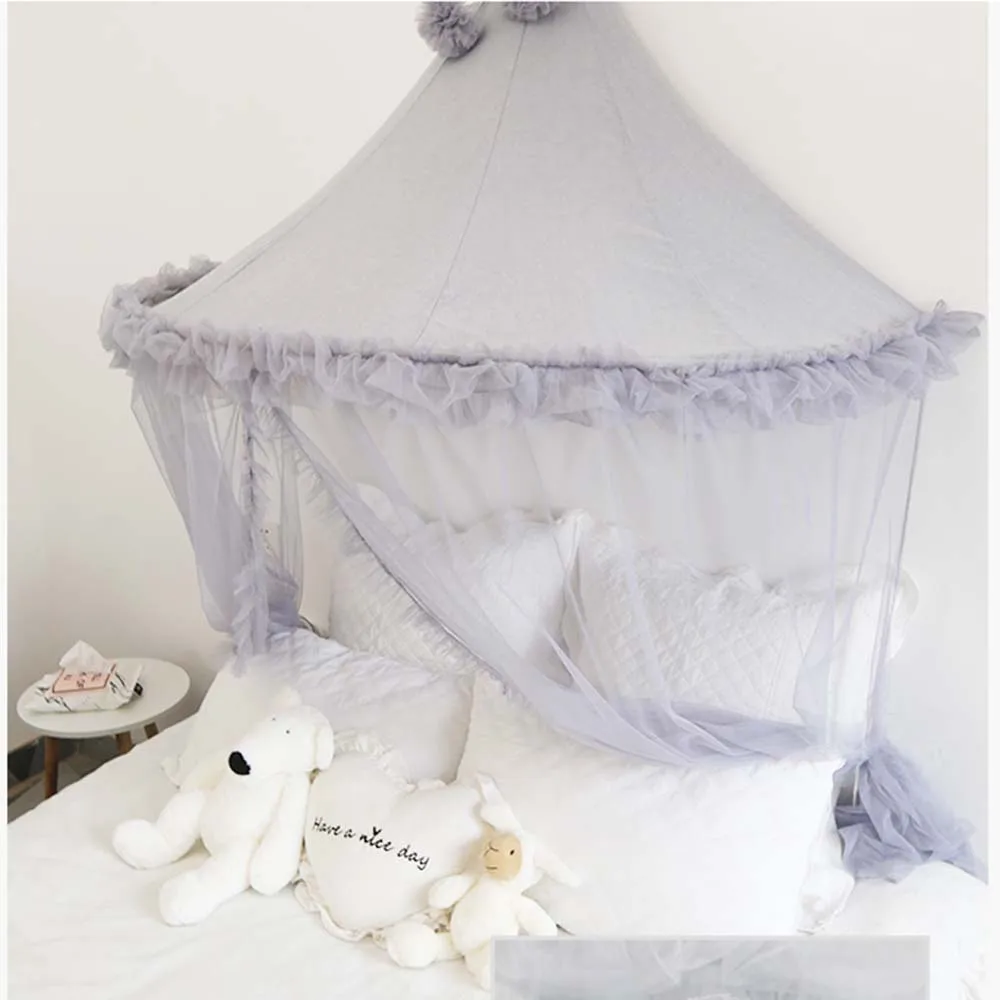 Baby Girls Mosquito Net Tent Bed Canopy Curtains Toddler Infant Crib Netting Cot Mosquito Net Pink Grey White Kids Play Tents