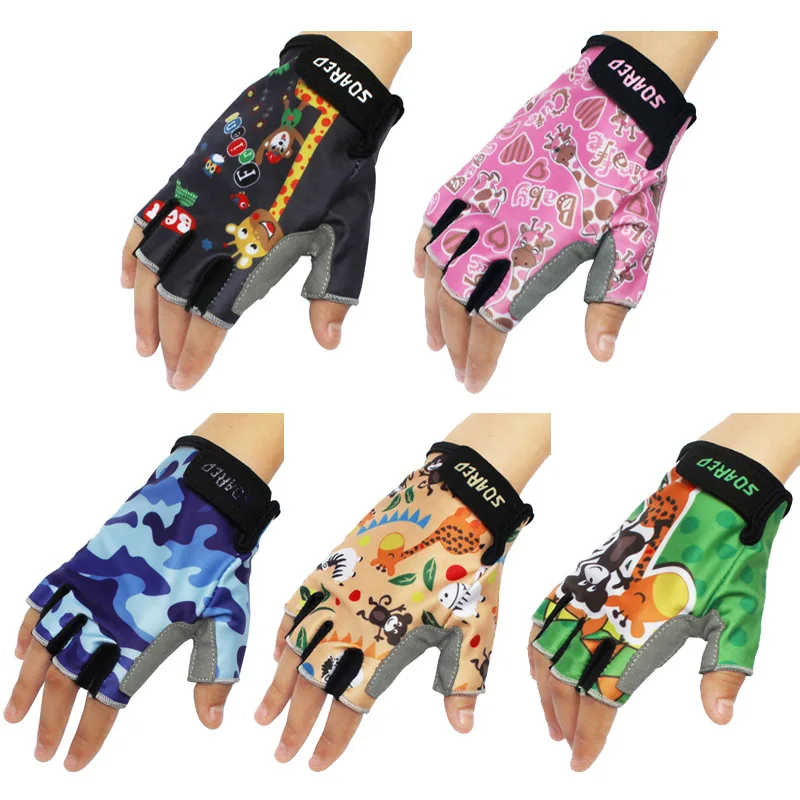 Новые перчатки половина пальца детский велосипед дышащий Быстросохнущий анти-пот безопасности Handwear Открытый Фитнес Спортивная одежда