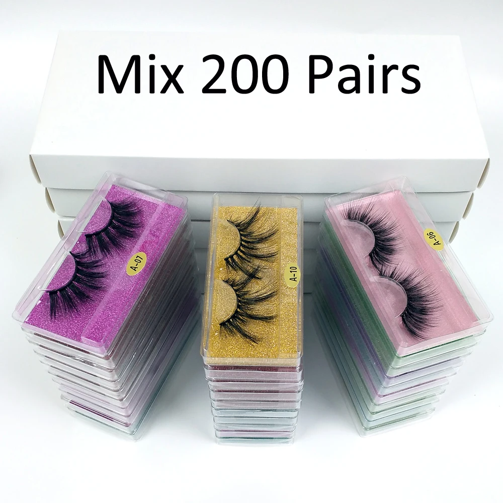 Wholesale 25mm Lashes 50/100/150/200 Pairs False Eyelashes Thick Strip