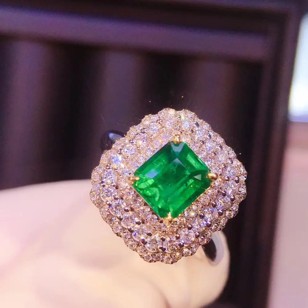 14k белое золото 100% 1.01ct натуральный изумруд драгоценный камень бриллиант