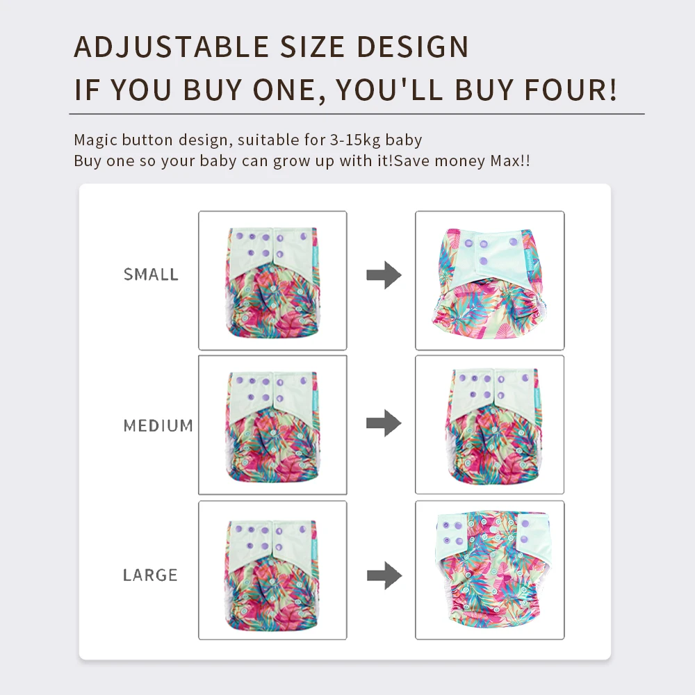 Waterproof Diapers 8-20kg Lager Diaper With 1 Insert Washable Nappy Plain&Print PUL Reusable Cloth Double Gussets Oversize for Big Baby