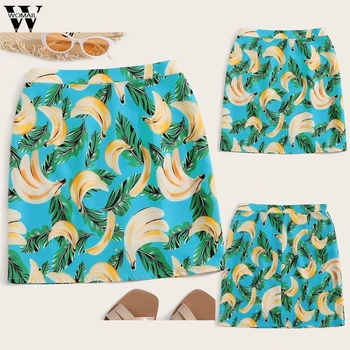 

Womail Skirt Women summer Suede Mini Skirts Office Fashion Ladies short Mini Banana print skirt cute kawaii faldas mujer 2019
