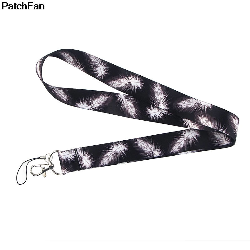 Patchfan перо шаблон брелок ремешок тесьма Дети шеи ремень ткань para значок держатели телефона Ожерелье Аксессуар A2460