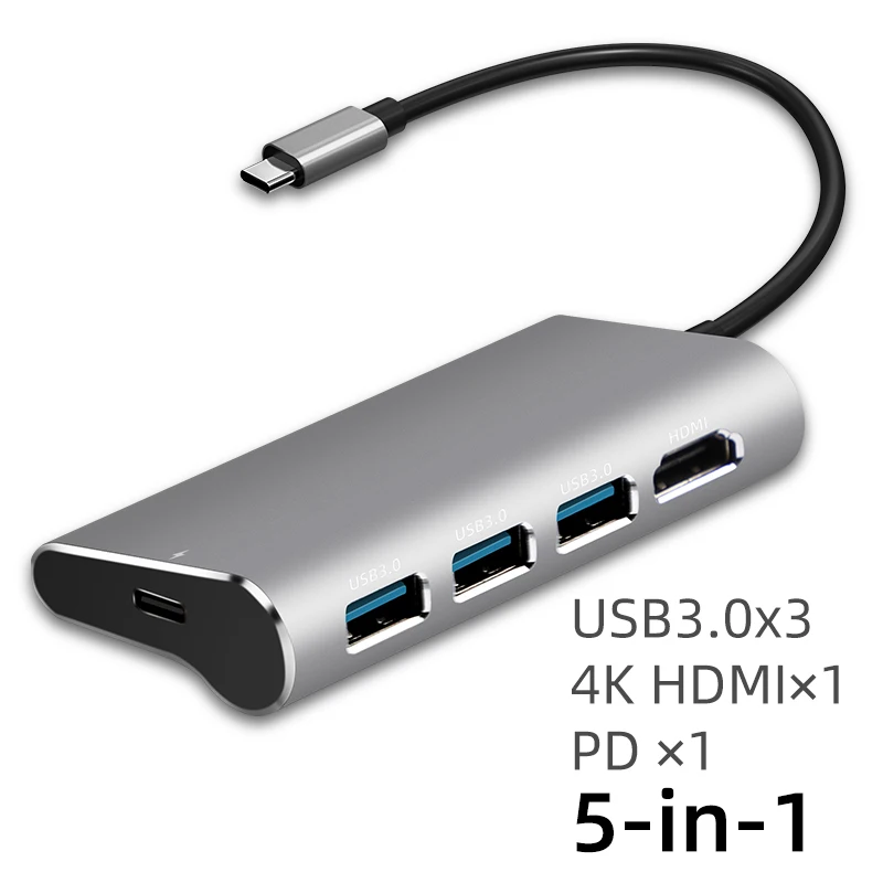 5-in-1 IHaitun usb-хаб C к Мульти USB 3,0 4K HDMI адаптер док-станция для Macbook Pro type C PD VGA SD TF DC3.5 для huawei 30 samsung порт 3,1 - Цвет: 5-in-1