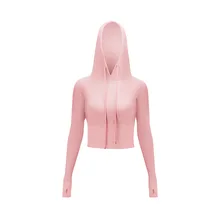 Ветрозащитная женская рубашка для йоги с капюшоном, Топ с длинным рукавом для йоги, спортивная одежда, Быстросохнущий Спортивный костюм, Женская куртка для бега, куртка для йоги