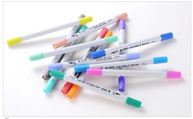 Sta 12/24/36/48/80 Colors Dual Tips Brush Marker Pen 0.4mm Fineliner Watercolor Sketch Marker Pen For Drawing Manga Art Supplies