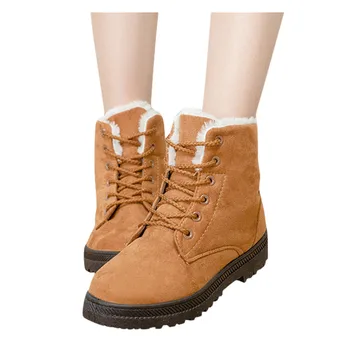 

Snow Boots Women Shoes Tide Keep Warm Lace-Up Flat Boot For Women Round Toe Shoes Woman Boots Ankle
