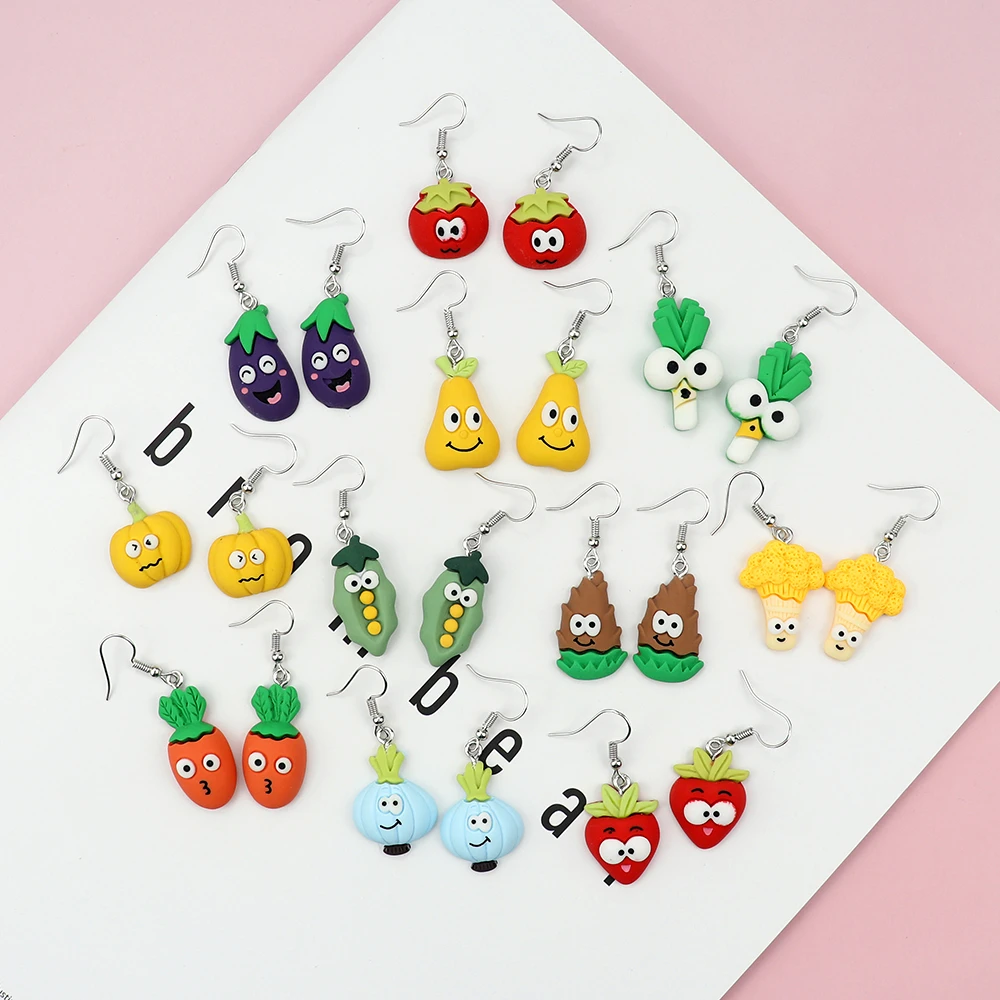 Pendientes de y verduras dibujos animados para mujer, aretes colgantes creativos hechos a mano, accesorios de joyería 2021|Pendientes con de - AliExpress