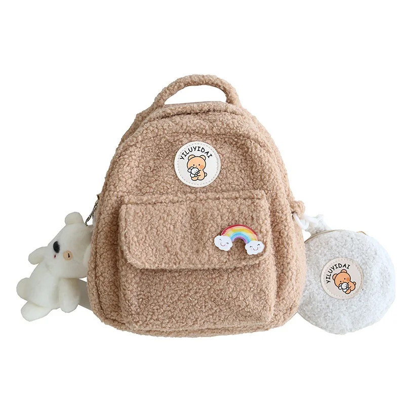 Promoción Mini mochila de estilo suave para niña y mujer, morral de felpa de dibujos animados de moda coreana, mochila de viaje, bolso escolar, bolsa grande NRwoeEx97Bg