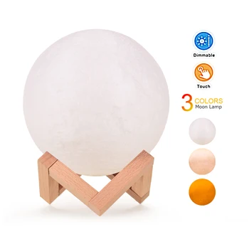 

3 Colors Moon Lamp 3D Print Moon Lamp LED Night Light 20cm/ 7.9in with Stand for Children Girls Birthday Christmas Gifts