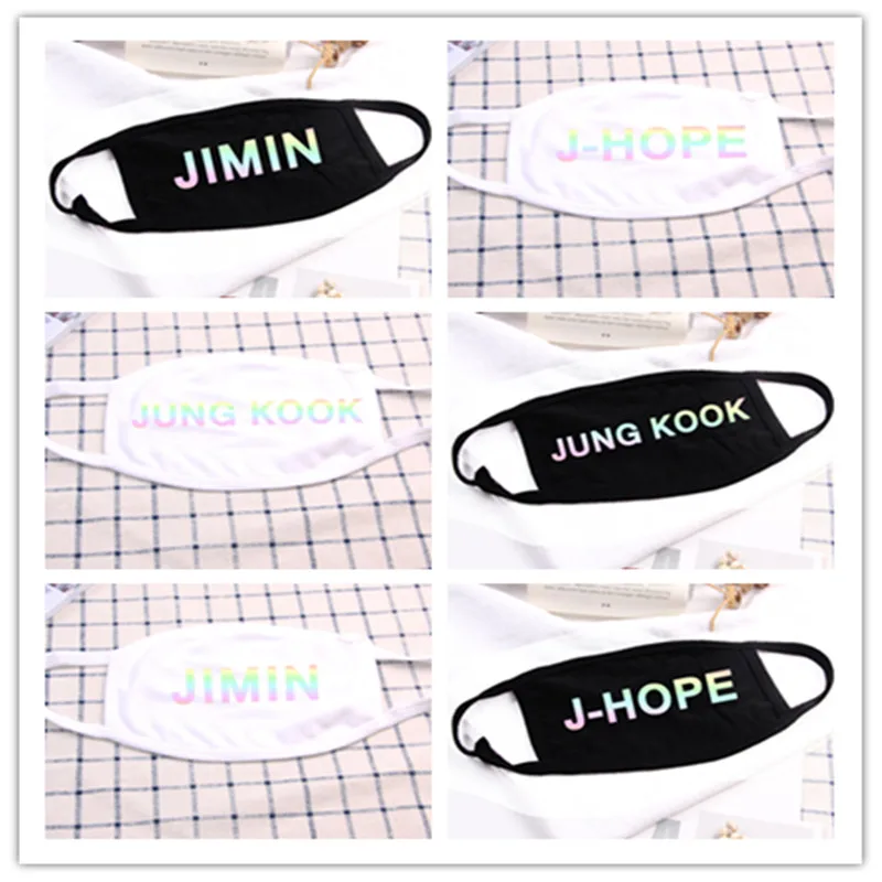 KPOP Jungkook Jimin RM V Suga J-hope Jin Rm хлопковая маска для лица с именем той же лазерной пыли