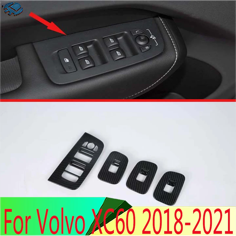 For Volvo XC60 2018-2021 Carbon Fiber Style Door Window Armrest Cover Switch Panel Trim Molding Garnish | Автомобили и мотоциклы