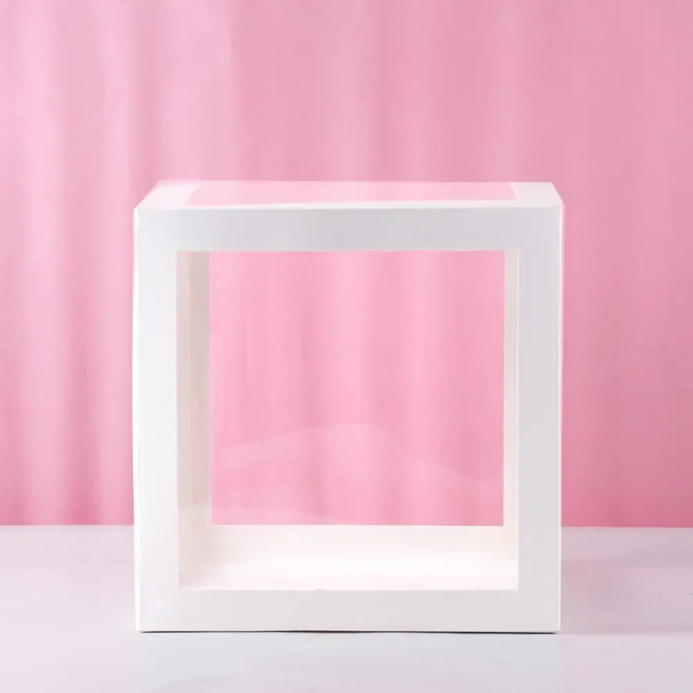 FENGRISE прозрачная коробка для хранения для детского душа 1 украшение для дня рождения детский розовый голубой шар Свадебная вечеринка декорация с крещением - Цвет: transparent box