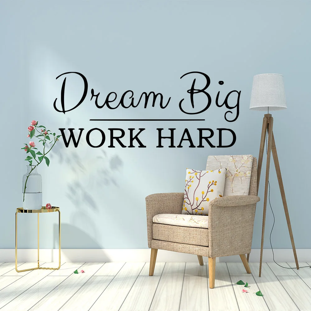 Dream Big Work Hard Office Decals Phrase Vinyl Wall Sticker For Office