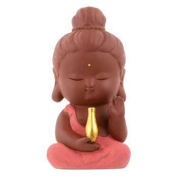 

1Pc Ceramics Buddha Statue Temple Little Monk Buddha Ornament Car Arrangement