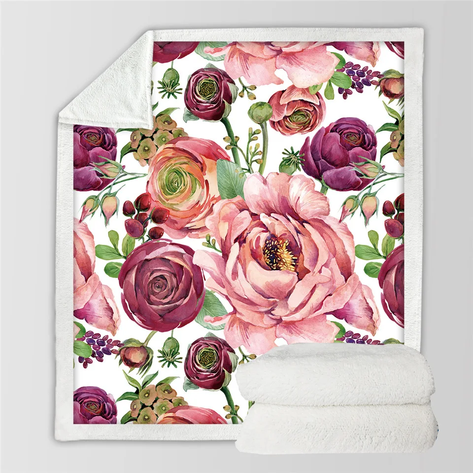 Постельные принадлежности Outlet цветы шерпа одеяло для кровати розовый цветочный плюшевый постельные принадлежности для девочек пледы одеяло растительный лист пушистое одеяло любовь подарок