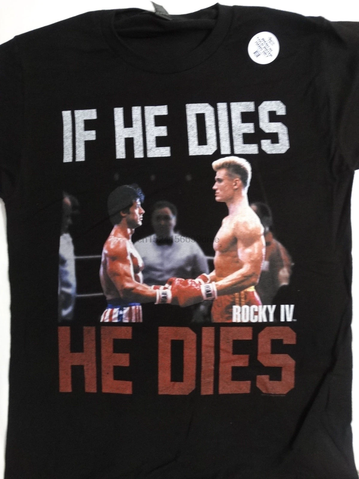 Rocky IV Movie Balboa vs Ivan Drago If He Dies Black T-Shirt | Мужская одежда