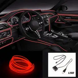 Светодиодный неоновый канат EL Light, светящаяся полоска для автомобильного танца + контроллер 3 В/12 В, usb-накопитель, украшение для автомобиля