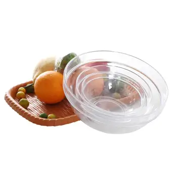 

Reusable Acrylic Round Salad Bowl Restaurant Hotel Home Vegetable and Fruit Bowl Tableware Plastic Tableware Prevents Breaking