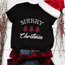 Клетчатая футболка с Рождеством, женская модная Милая футболка с графическим рисунком, Kawaii, хипстерская футболка, Camiseta Mujer