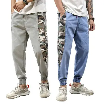

2020 Spring autumn Men Jeans Camouflage splice Denim Harem pants Hip Hop Streetwear Plus size 5xl Casual Male Trousers W407
