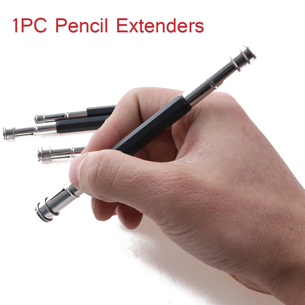 

1PC Metal Adjustable Dual Head Pencil Extender Holder Stationery Sketch Art Student Writing Useful Tools School Office Supplies