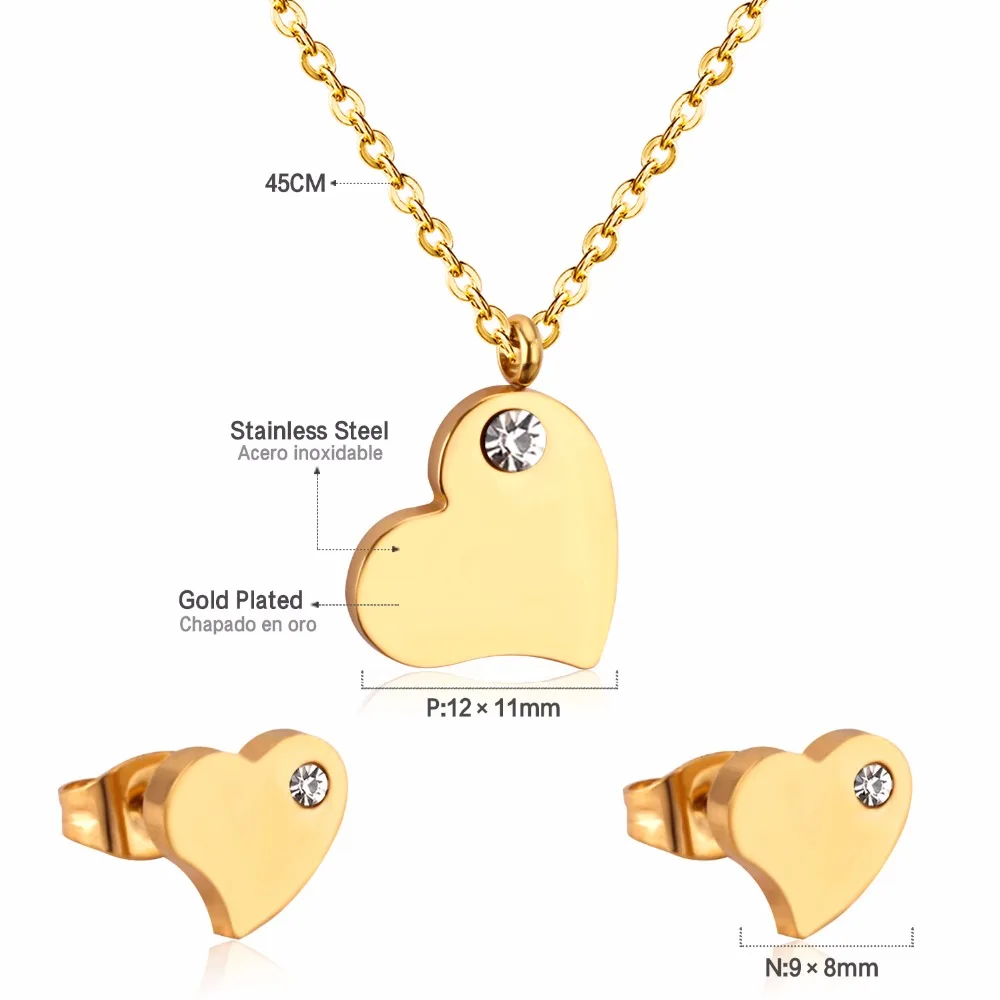 Luxxissids кулон в форме сердца CZ ожерелье и серьги набор ювелирных изделий для женщин с бесплатной цепочкой