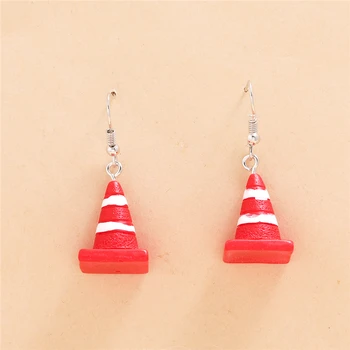 

Creative Traffic Road Cones Resin Dangle Drop Earrings For Women Girl Handmade Funny Earrings Personality Jewelry Gift