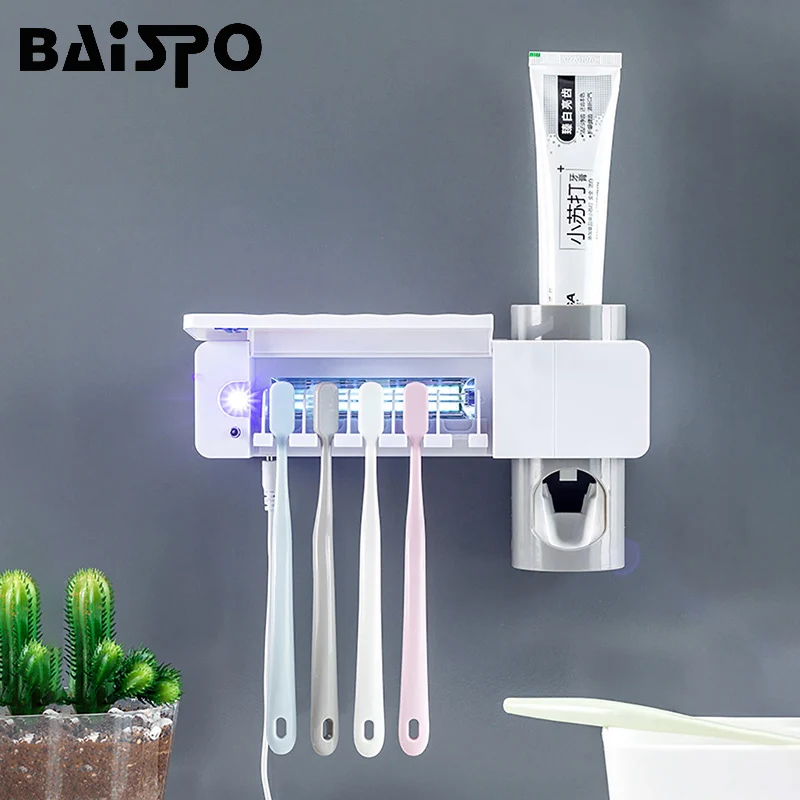 

BAISPO UV Toothbrush Holder Home Toothbrush Sterilizer For Bathroom Automatic Toothpaste Dispenser Squeezer Bathroom Accessories