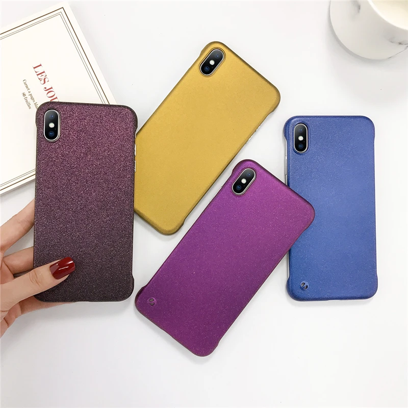 

Ottwn Frameless New Phone Case For iphone 6 6S 7 8 Plus XS Max X XR Hard Plastic Bling Dull Polished Phone Back Cases Cover