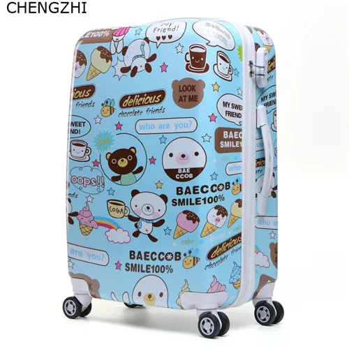 CHENGZHI 2" 22" 2" 26 дюймов милый мультфильм чемодан на колёсиках Spinner студенческий чемодан на колесиках женская сумка для путешествий - Цвет: 8