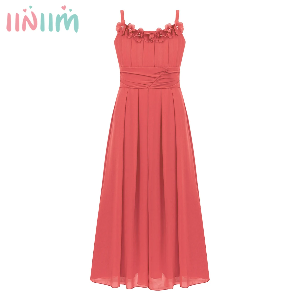 Iiniim/детское шифоновое платье для девочек платье с цветочным узором для девочек платье принцессы на свадьбу, день рождения, платье для подростков 10 лет, платье для выпускного вечера