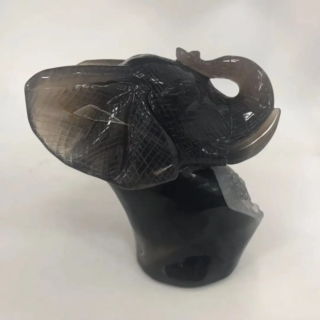 Высокое качество натуральный агат Geode в форме слона камень ручной резной для подарка и домашнего декора ZJJ