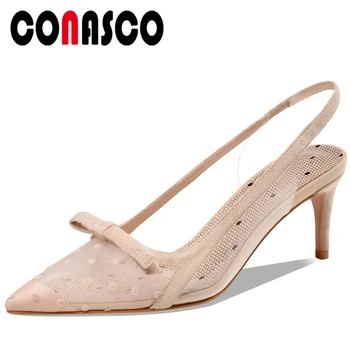 

CONASCO Women Sandals Fashion Sexy Summer 2020 New Rhinestone Butterfly-Knot Pumps Casual Wedding Party High Heels Shoes Woman