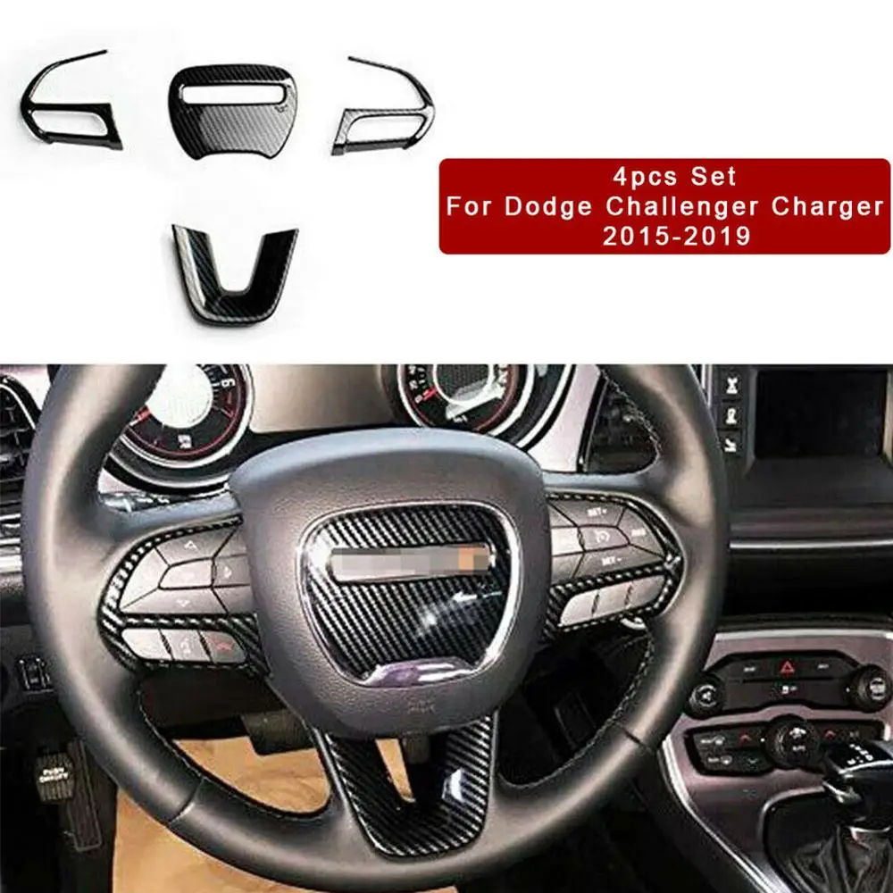 Crosselec Copertura Volante In Fibra Di Carbonio Per Dodge Charger Challenger 2015-2023 (Rosso)
