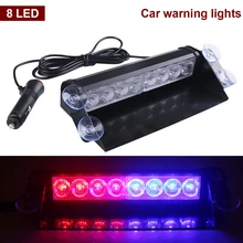 

12V 8 LED Universal Car Strobe Light Flasher Vehicle Flashing Warning Lamp Red Blue Police Emergency lights 3 Flashing Modes